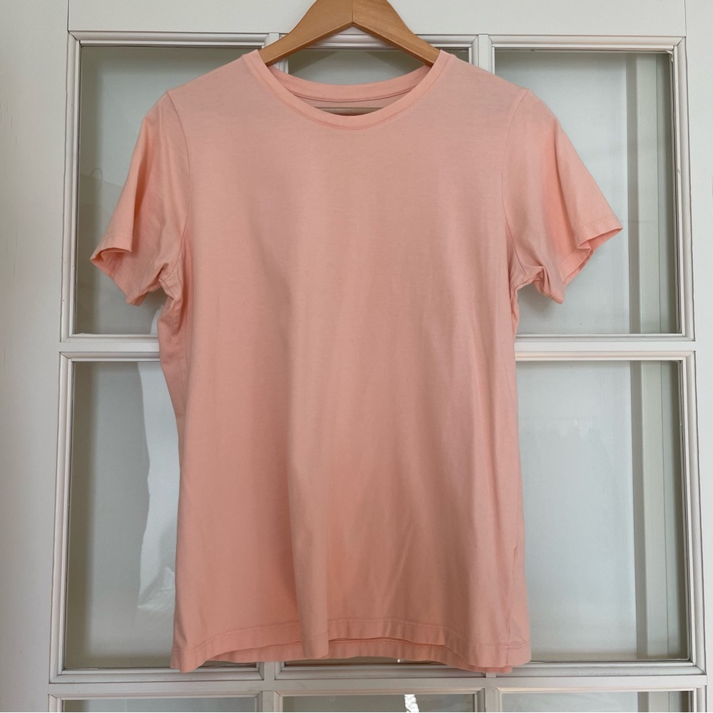 Lands End 100% cotton relaxed fit peach orange short sleeve t-shirt tee Medium M